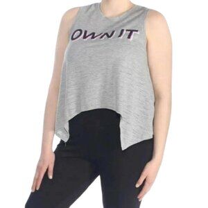 Material Girl OWN IT Graphic Gray Tank NWOT High-Low Hem Size XL